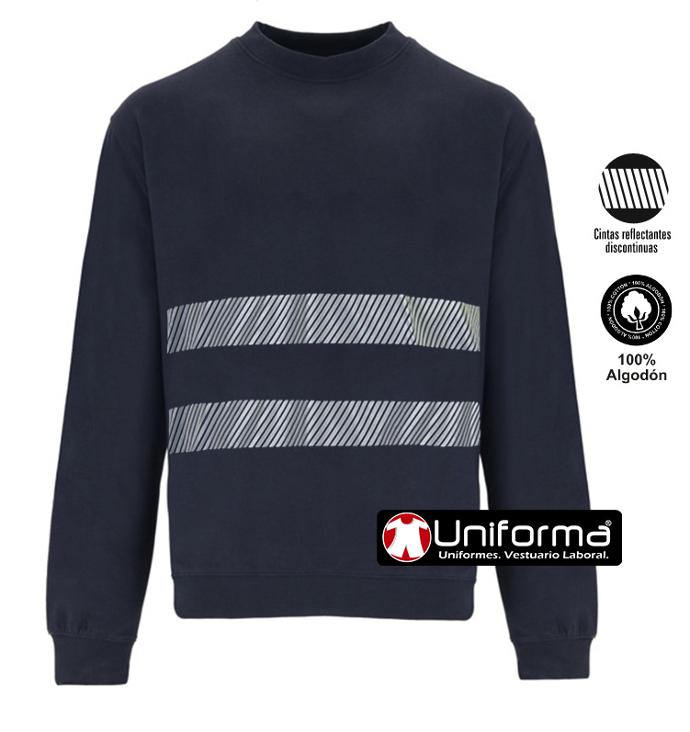 Sudadera de algodón 100% con bandas de alta visibilidad Sudadera de trabajo de color negra de color azul de algodón gruesa personalizable con bandas reflectantes y logo de empresa en uniforma