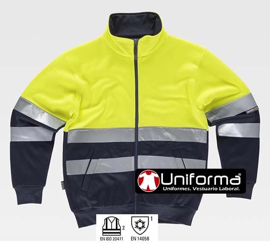 Sudadera de trabajo alta visibilidad clase 2 Sudadera de trabajo reflectante de alta visibilidad con cierre cremallera alta visibilidad clase 2
