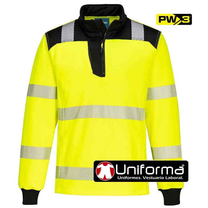 Sudadera de alta visibilidad Clase 3 Sudadera de trabajo reflectante de alta visibilidad clase 3, bicolor, combinada, bandas reflectantes segmentadas discontinuas, personalizable con logo de empresa en uniforma