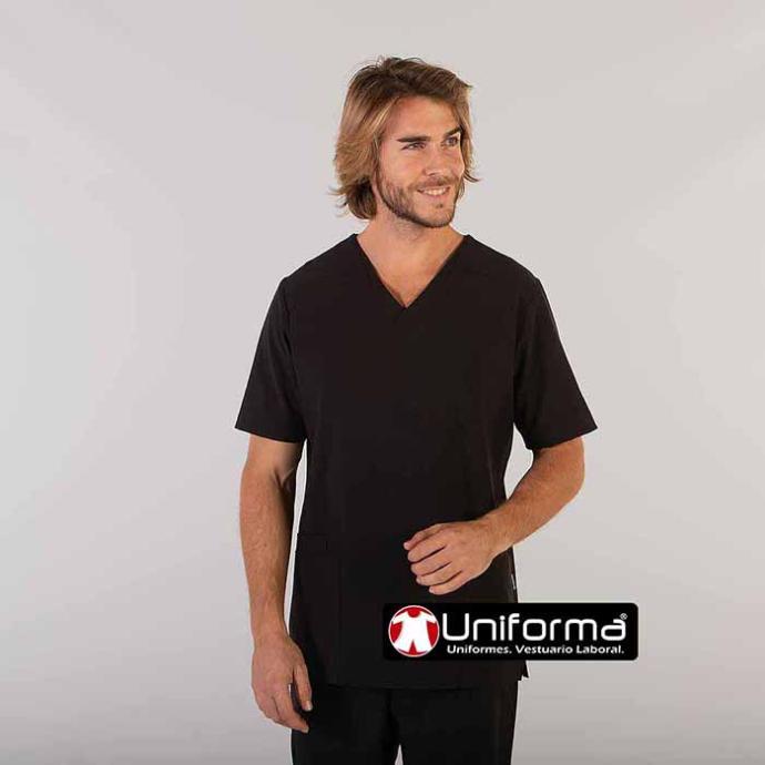 Casaca de trabajo cuello pico con tratamiento anti bacterias Silvadur, contra los malos olores, en tejido super elástico lo que la hace muy cómoda, para largos usos, de fácil mantenimiento y sin necesidad de plancha, personalizable con logo de empresa en Uniforma
