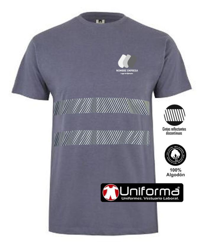 Camiseta de algodón gris con bandas reflectantes