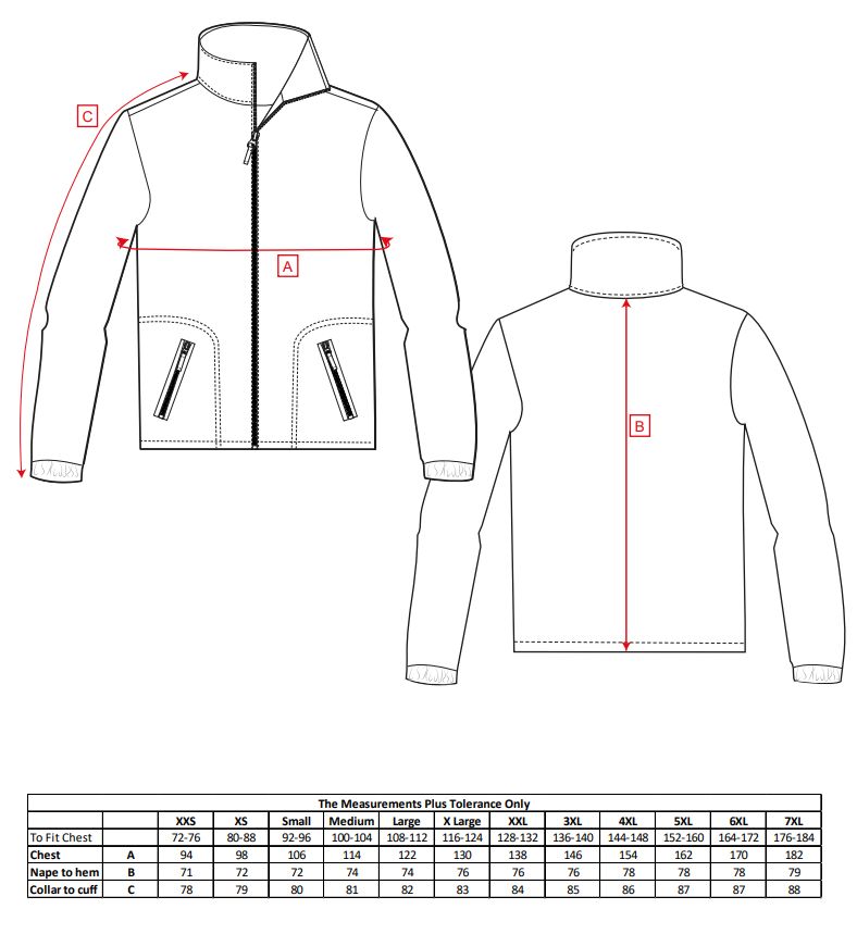 Chaqueta forro polar tallas muy grandes hasta 8XL, personalizable en Uniforma