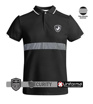 Polo de vigilante personalizado con banda reflectante segmentada en Uniforma