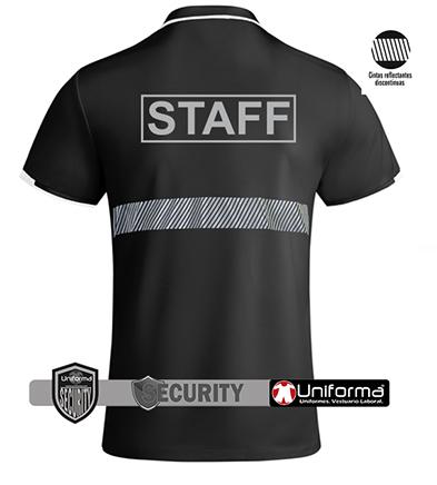 Polo de vigilante personalizado con banda reflectante segmentada en Uniforma