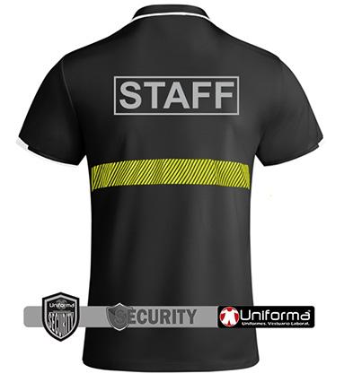Polo de vigilante con banda amarilla flúor segmentada en uniforma