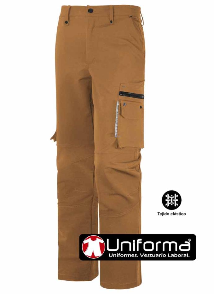 Pantalón de trabajo elástico muy cómodo y flexible de tejido técnico, resistente a las manchas, de tejido duradera y resistente, personalizable en Uniforma
