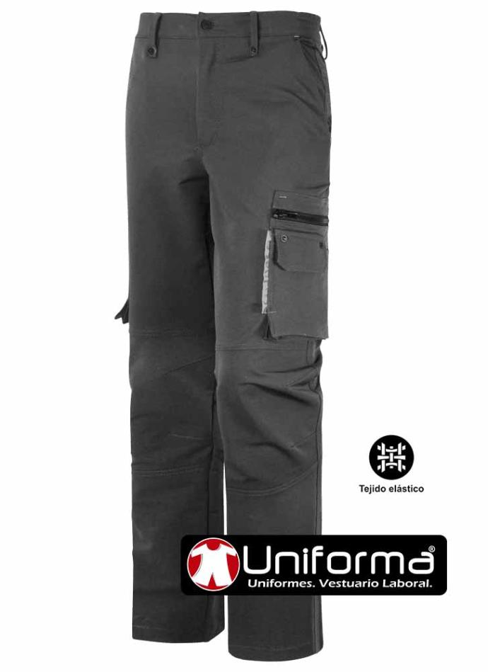 Pantalón de trabajo elástico muy cómodo y flexible de tejido técnico, resistente a las manchas, de tejido duradera y resistente, personalizable en Uniforma