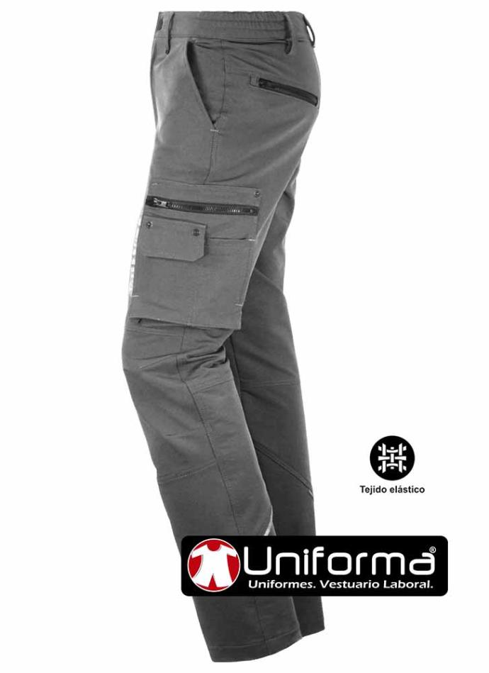 Pantalón de trabajo elástico muy cómodo y flexible de tejido técnico, resistente a las manchas, de tejido duradera y resistente, personalizable en Uniforma