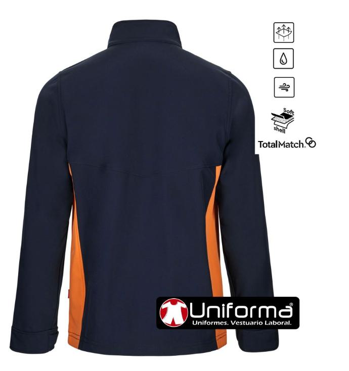 Chaqueta de trabajo softshell bicolor cortavientos, impermeables, elásticos, personalizables con logo de empresa en Uniforma