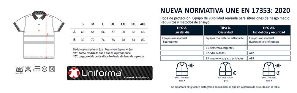 Polo Visibilidad Realzada Bandas Segmentadas Discontinuas en Uniforma