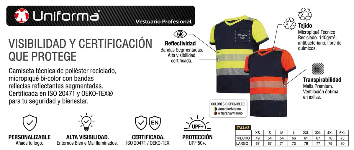 Camiseta bicolor Alta Visibilidad Reciclada Camiseta bicolor Alta Visibilidad Reciclada en uniforma