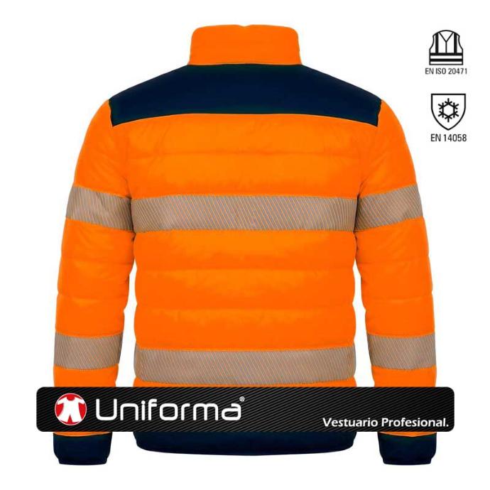 Chaqueta de trabajo acolchada de alta visibilidad reversible en uniforma