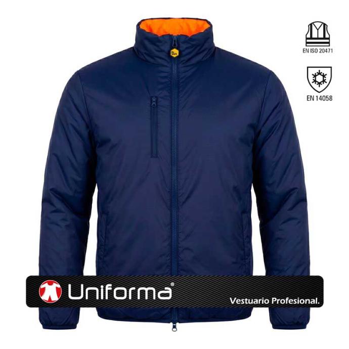 Chaqueta de trabajo acolchada de alta visibilidad reversible en uniforma