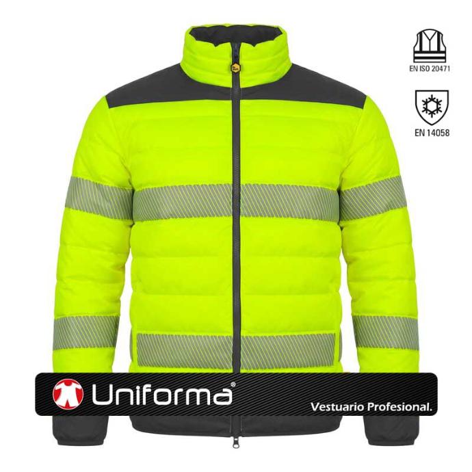 Chaqueta de trabajo acolchada de alta visibilidad reversible en uniforma