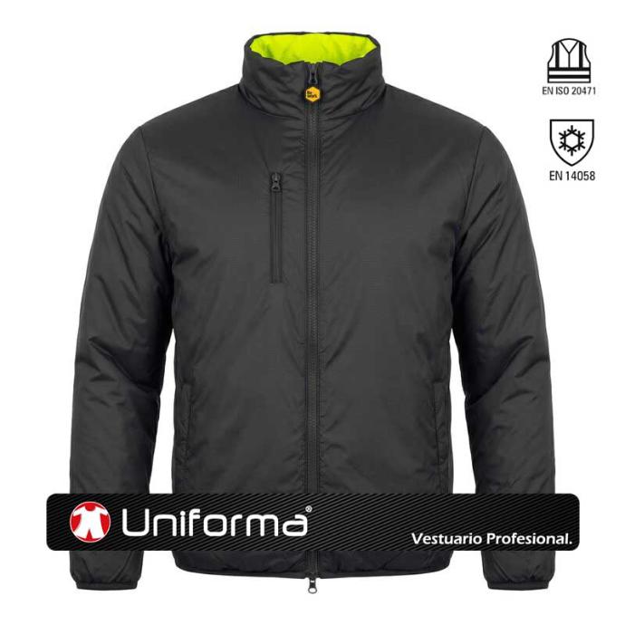 Chaqueta de trabajo acolchada de alta visibilidad reversible en uniforma