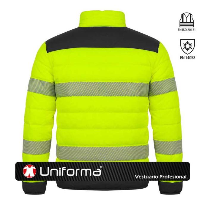Chaqueta de trabajo acolchada de alta visibilidad reversible en uniforma