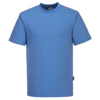 Camiseta ESD EN1149 Manga corta personalizable en Uniforma Camiseta de trabajo ESD EN1149 antiestática disipatica de la carga electroestática en algodón y fibra de carbono conductora con propiedades permanentes, en color azul, blanca, negra y celeste, personalizables con logo de empresa en uniforma