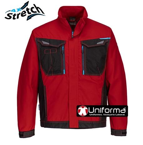 Chaqueta de trabajo de calidad en color rojo y negra en uniforma