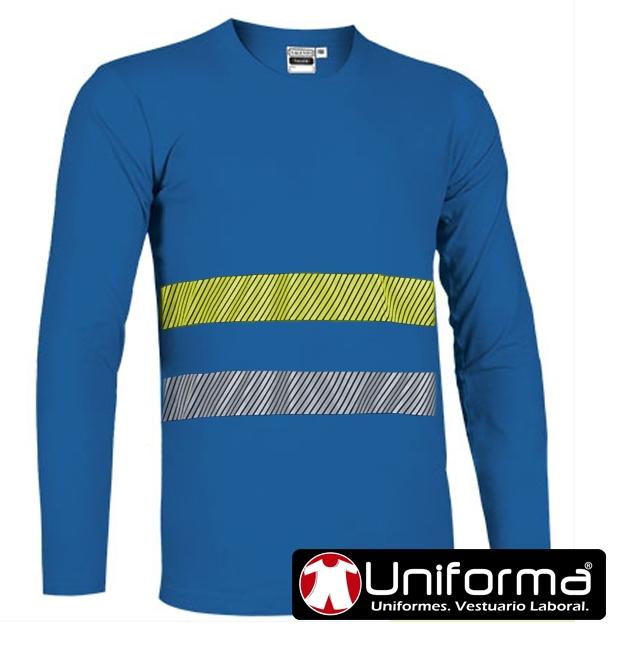 Camiseta de algodón de manga larga personalizable con bandas reflectantes de alta visibilidad Camiseta de algodón de manga larga personalizable con bandas reflectantes de alta visibilidad