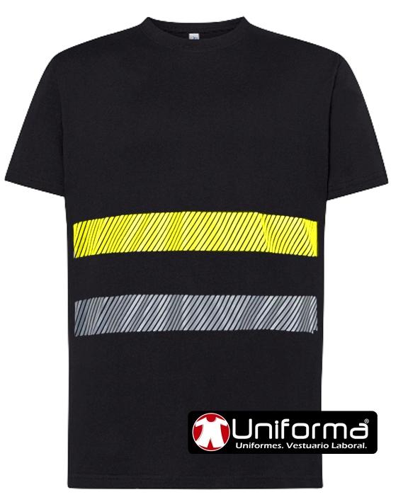 Camiseta de manga corta de 100% algodón con banca o cinta reflectante de alta visibilidad segmentada para mejorar la visibilidad de los trabajadores en uniforma