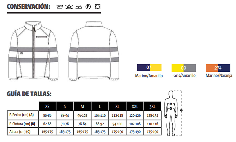 Polar Alta Visibilidad Confort Fit MZ4750 Monza Medidas de tallas
