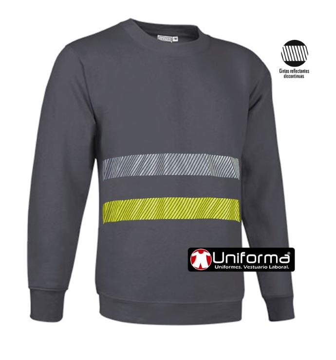 Sudadera de trabajo con bandas de alta visibilidad y bandas reflectantes personalizable con logo de empresa en uniforma