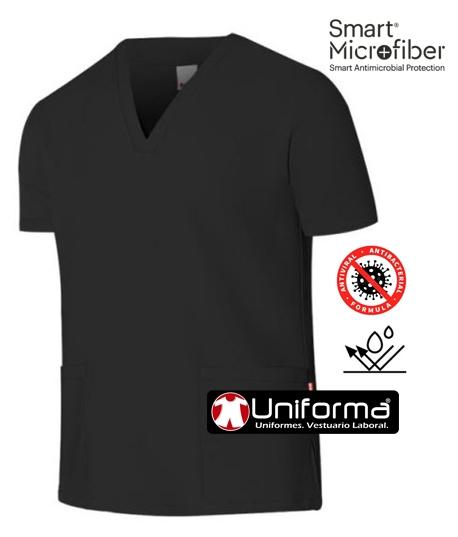 Casaca cuello pico de microfibra enti bacterias repelente de los líquidos, las manchas y resistente a la lejía, personalizable con logo de empresa en uniforma