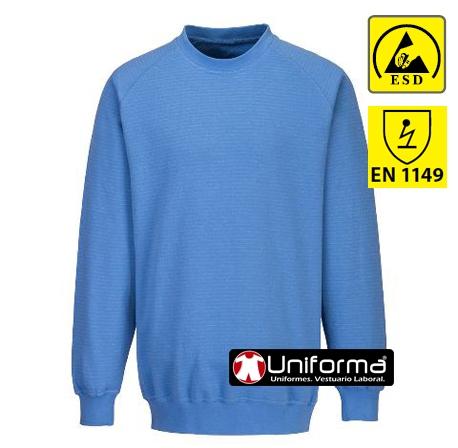 Sudadera ESD disipativa de la carga electroestática con fibra de carbono conductora EN1149 para trabajar con componentes electrónicos personalizable con logo de empresa en uniforma