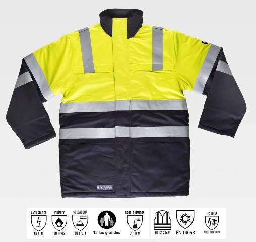 Parka de trabajo ignífuga de alta visibilidad contra arco eléctrico resistente a productos químicos, contra el frío, personalizables con logo de empresa en uniforma