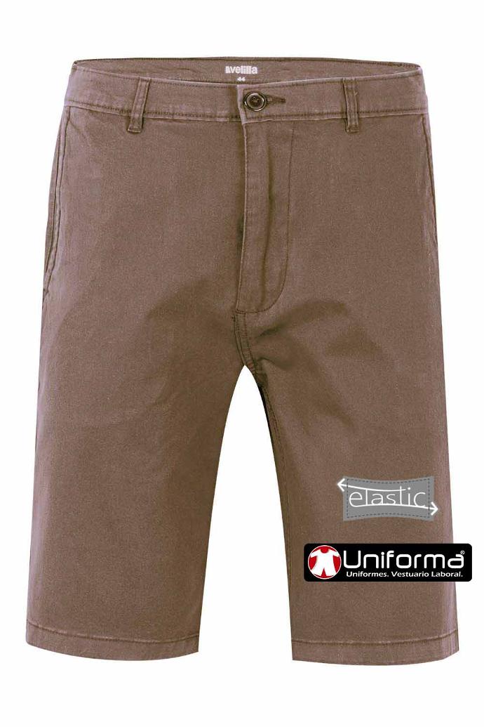 Pantalón corto de trabajo tipo chino bermudas en tejido elástico en algodón con elastano personalizables en uniforma