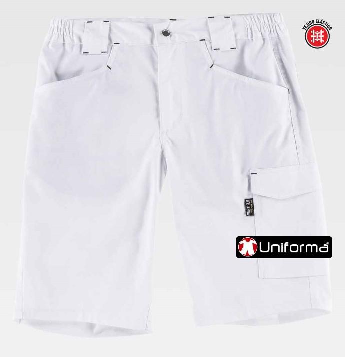 Pantalón de trabajo corto tipo bermuda de diseño multi bolsillos con bolsillos de cargo, tejido cómodo elástico, personalizable con logo de empresa en uniforma