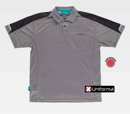 Polo de trabajo en tejido técnico de micro piqué transpirable de diseño bicolor personalizable con logo en uniforma