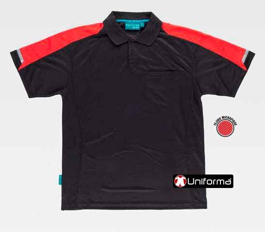 Polo de trabajo en tejido técnico de micro piqué transpirable de diseño bicolor personalizable con logo en uniforma