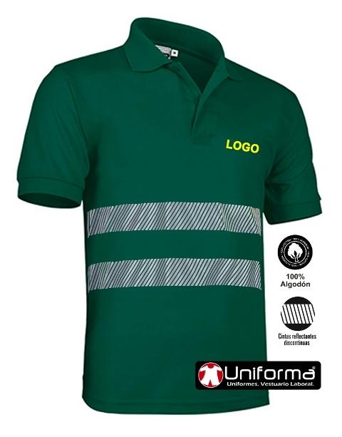 Polo de trabajo de algodón 100% de manga corta con bandas reflectantes y bandas de alta visibilidad, suave, transpirable, contra el calor, personalizable con logo de empresa en uniforma