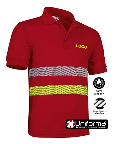 Polo de trabajo de algodón 100% de manga corta con bandas reflectantes y bandas de alta visibilidad, suave, transpirable, contra el calor, personalizable con logo de empresa en uniforma