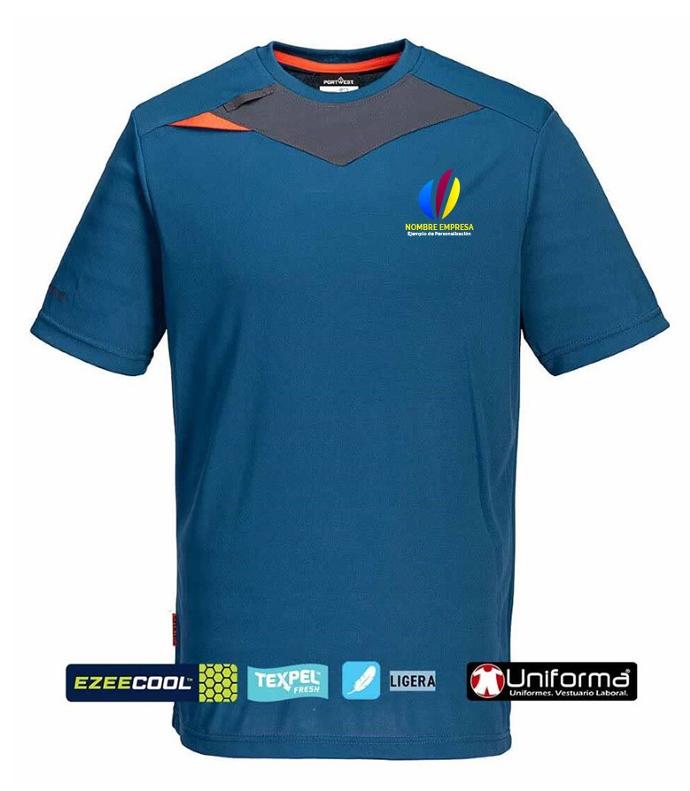 Camiseta técnica de malla fina para el calor, transpirable, personalizada con logo de emnpresa en uniforma