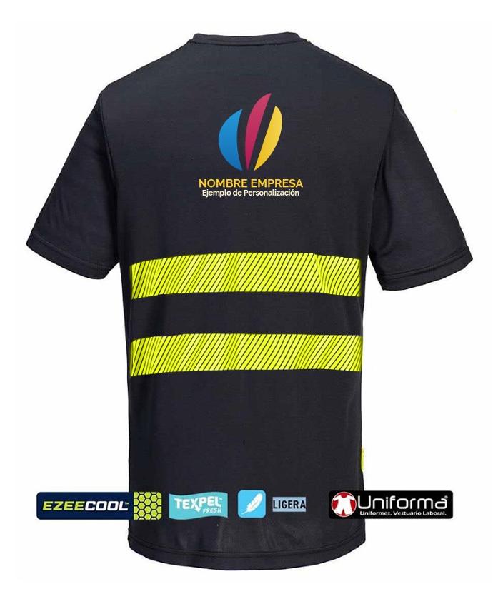 Camiseta técnica de malla fina para el calor, transpirable, personalizada con logo de emnpresa en uniforma