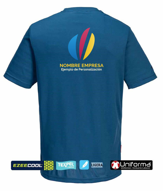 Camiseta técnica de malla fina para el calor, transpirable, personalizada con logo de emnpresa en uniforma