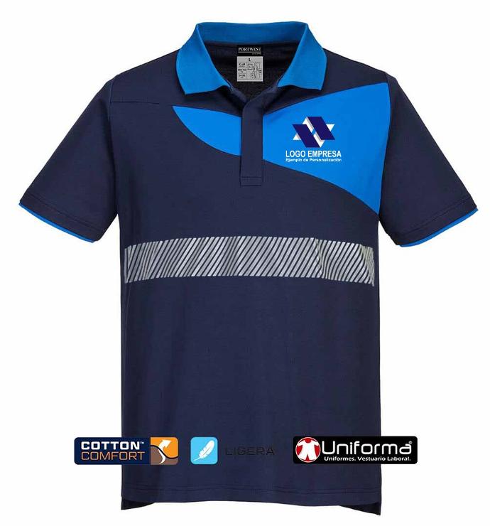 Polo de trabajo bicolor de manga corta para personalizar con logo de empresa en tejido de calidad premium ligero contra el calor en uniformaa