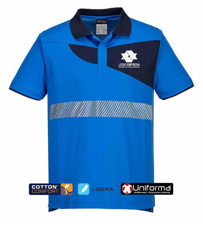 Polo de trabajo bicolor de manga corta para personalizar con logo de empresa en tejido de calidad premium ligero contra el calor en uniformaa