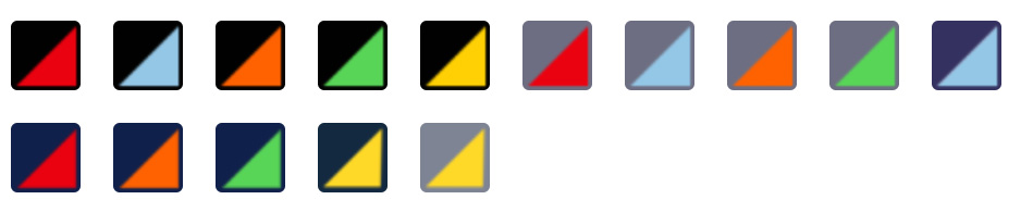 Colores disponibles para pantalones de trabajo bicolor en tejido elástico