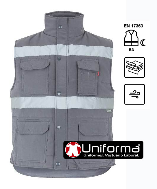 Chaleco de trabajo acolchado de visibilidad mejorada EN17353 personalizable con logo de empresa en uniforma Chaleco de trabajo acolchado de visibilidad mejorada EN17353 personalizable con logo de empresa en uniforma