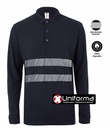Polo de trabajo de Algodón de Manga Larga con Bandas Reflectantes segmentadas, personalizable con logo de empresa en Uniforma  - UN320