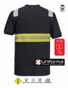 Camiseta de trabajo ignífuga de manga corta con banda reflectante y de alta visibilidad resistente a la llama de tipo segmentada discontinua, personalizable con logo de empresa en Uniforma