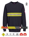 Sudadera de trabajo azul marino ignífuga, resistente a la llama,  antiestática contra Arco Eléctrico con banda reflectante y de alta visibilidad discontinua segmentada, personalizable con logo de empresa en Uniforma -PFR1250