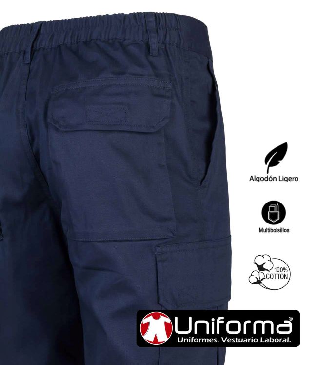 Pantalón de trabajo de color gris de 100% Algodón Ligero de 190 grms con Reflectantes bicolor en las perneras, de tipo segmentadas discontinuas bicolor, para noche y día, personalizable con logo de empresa en Uniforma - UN10300350