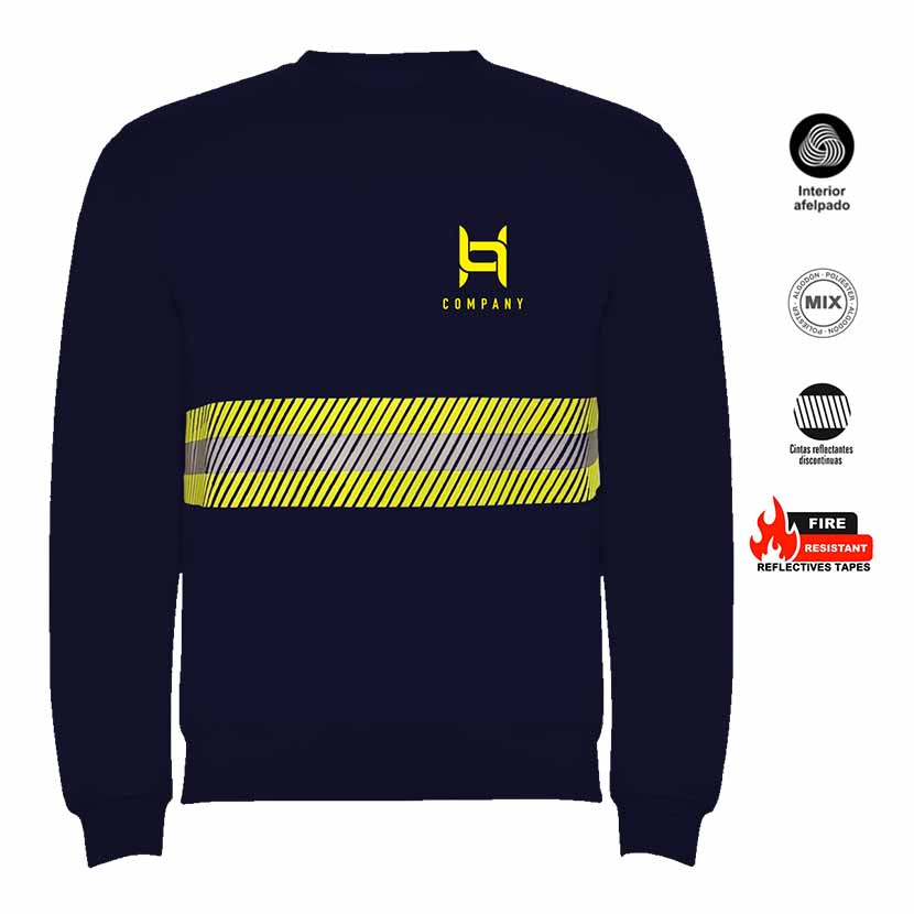 Sudadera de Trabajo con Banda Reflectante Bicolor Segmentada con logo de empresa de ejemplo en Uniforma. - UN3280