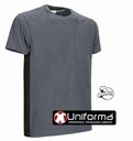 Camiseta Gris Negro de trabajo con Bolsillo, de diseño Bicolor para uso corporativo, combinable y personalizable con logo de empresa en Uniforma - VL4123