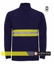 Chaqueta Azul marino Micropolar de Media Cremallera y cuello alto con Banda Reflectante bicolor segmentada de 7 cm de ancho - UN1095