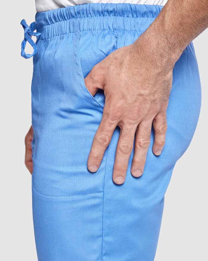 Pantalón Básico Sanitario Cintura de Goma con cordón ajustable, modelo básico, económico y barato para trabajadores temporales y cursos de formación, personalizable con logo de empresa en Uniforma - LY9087